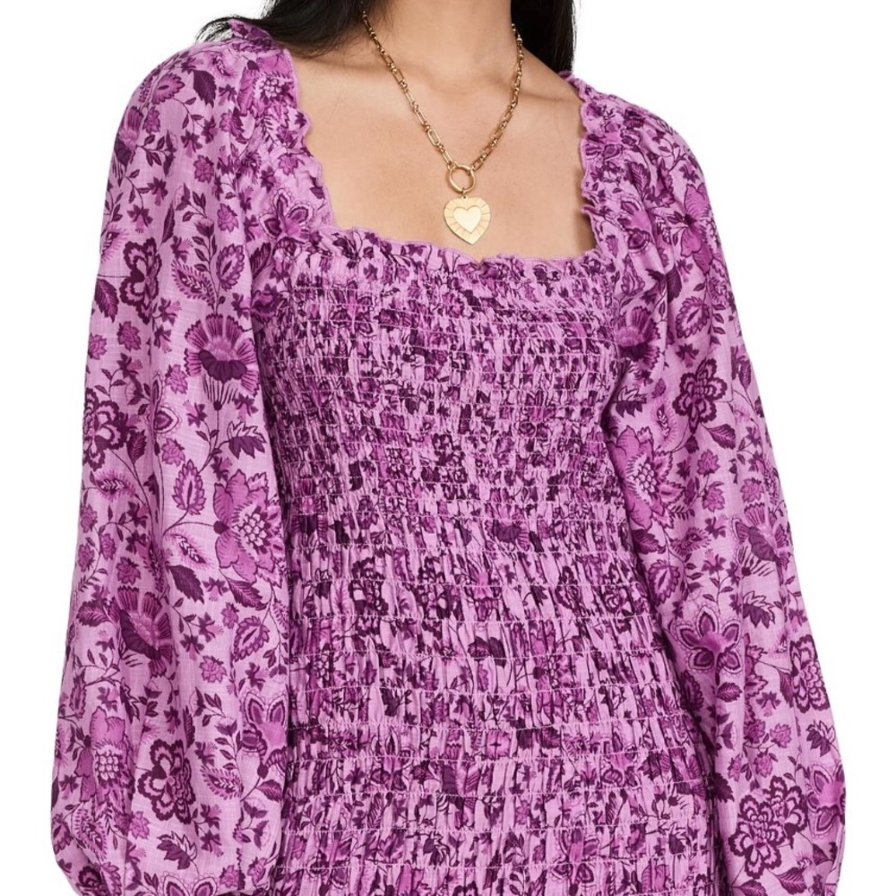 Floral Purple Smocked Dress